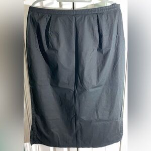 Eileen Fisher Black Cotton Pencil Slim Midi Knee Skirt L  Side Slit    AA19